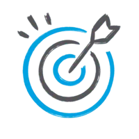 Target with an arrow icon symbolising goal-focused MBA learning.