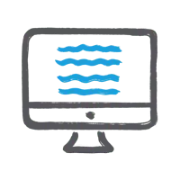 Computer screen icon representing flexible MBA study options.